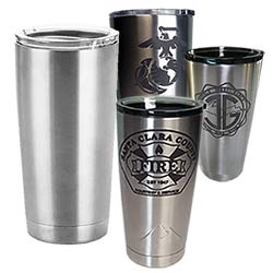 Custom Laser Marked (etched) Yeti Rambler Tumblers, Ozark Trail Tumblers, 64oz Growlers and More.  Our new online designer allows you to create and customize a unique Tumbler or Growler with beautiful color, a company logo or design, a personalized monogram or your favorite saying | www.AmazinTumbler.com